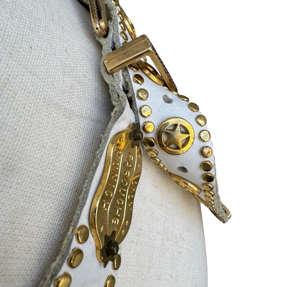 Lily Farouche Munich Vintage White Leather Studded Buffalo Nickel Western Belt - Picture 13 of 13